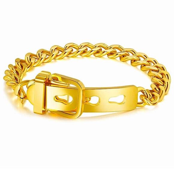 Belt Buckle Gold Chain Bracelet Stainless Steel - Picture 9 of 10
